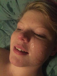 My girl[f]riend asked me to take a picture of her face covered in my cum