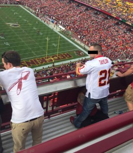 He held the moan (Fellatio at Redskins Game)