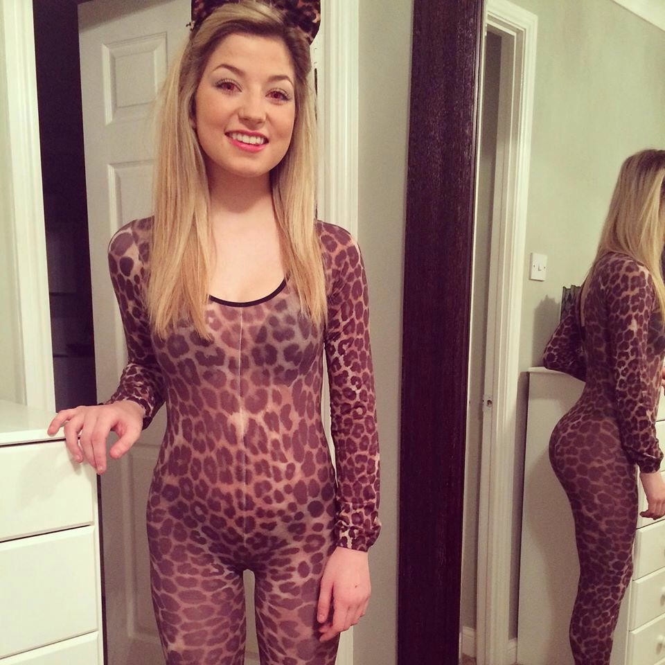 Leopard print catsuit.