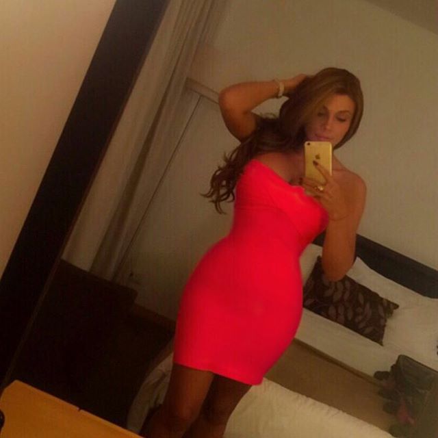 DJ Mariana Castillo - Voluptuous selfie in red/orange minidress