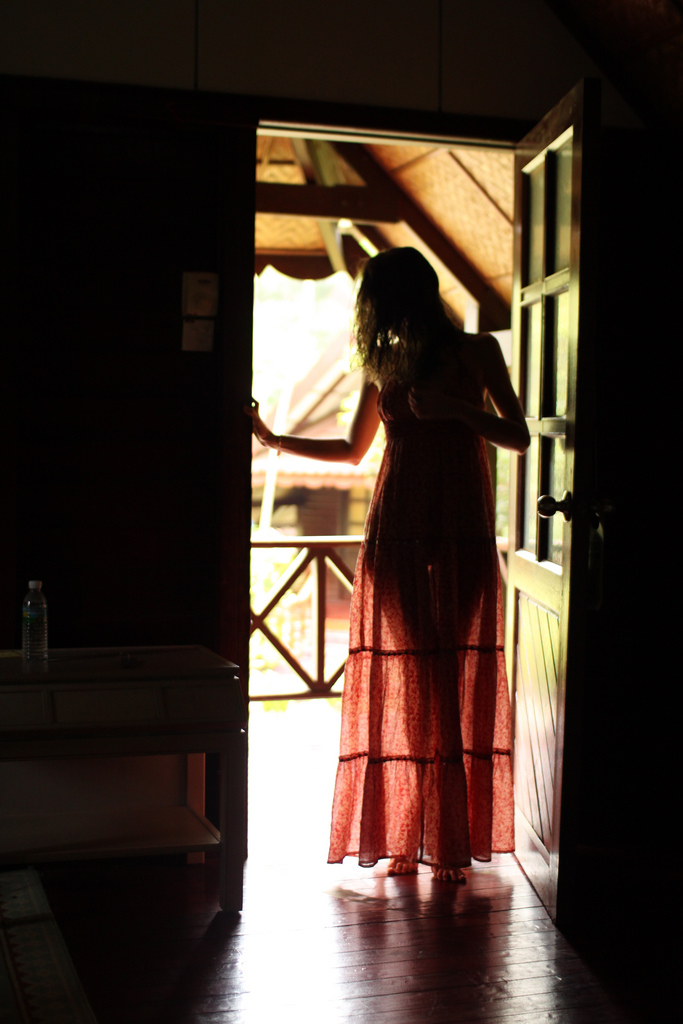 red dress in a doorway