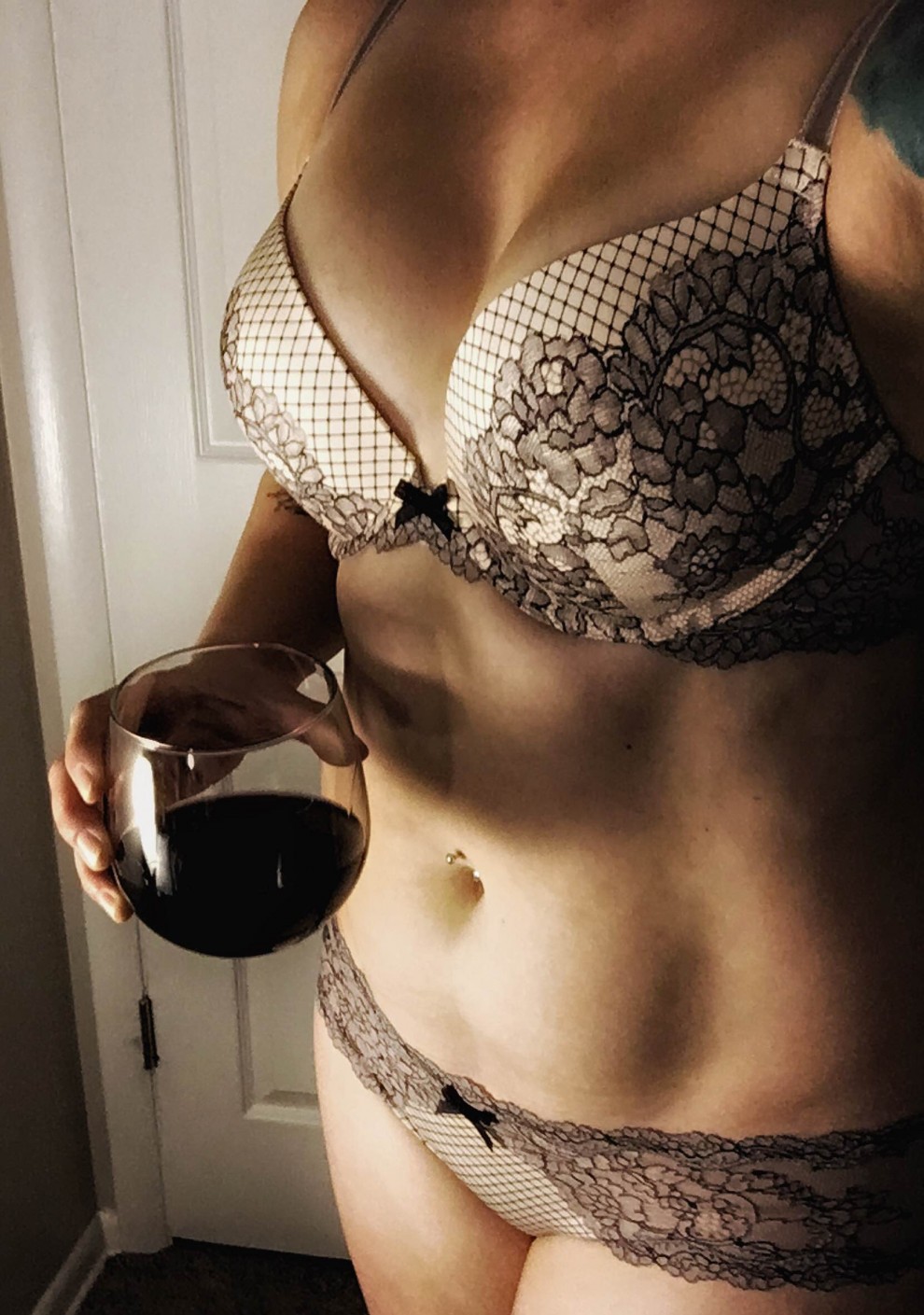 [F]antastic red wine and new lingerie makes for a perfect snow evening