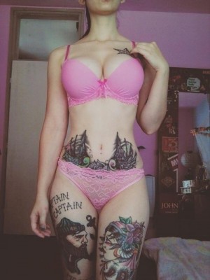 Busty with pink underwear