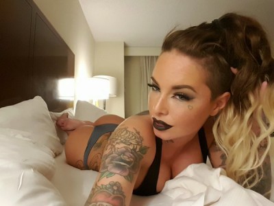 Christy Mack in bed (from Twitter)