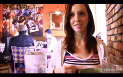 Cute teen flashes in a restaurant