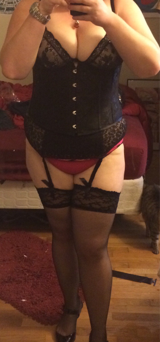 Feeling so fucking hot right now in my corset and lingerie