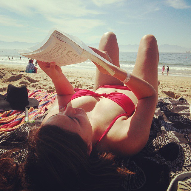 Reading on the beach