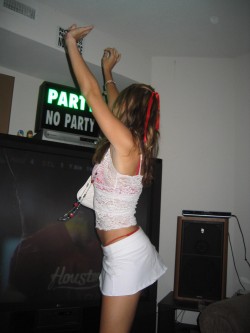 Red thong peeking out