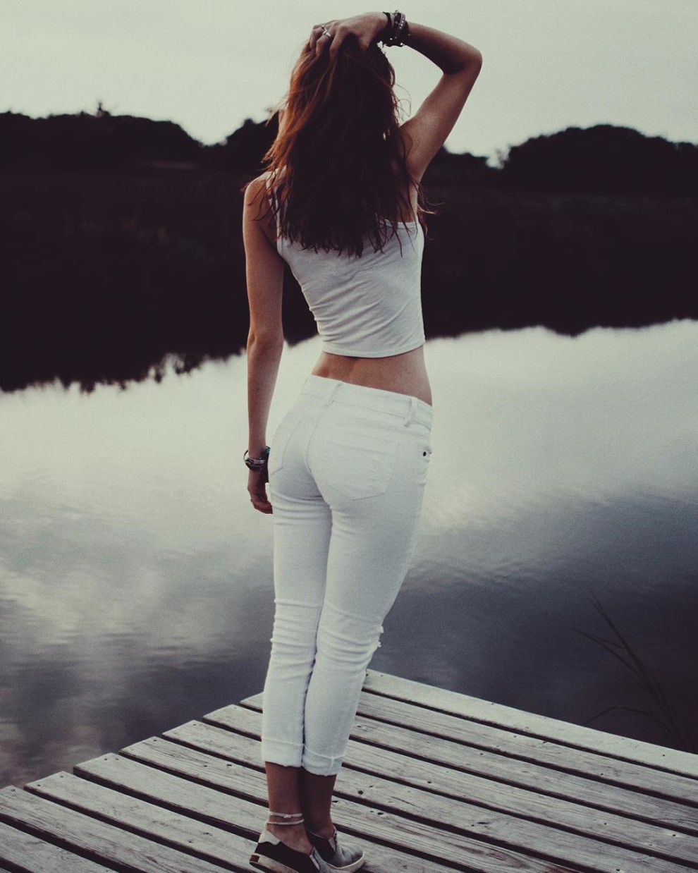 All in white by the lake