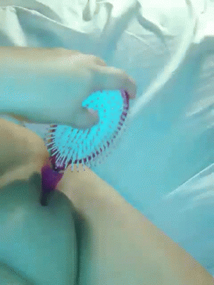 Fucking my horny little cunt with whatever I can find. [gif]