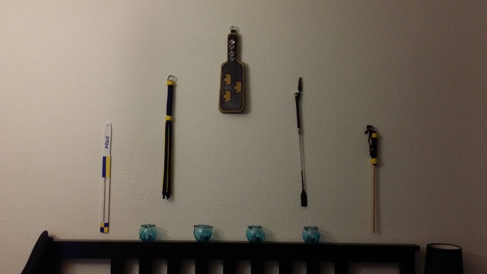 In my dominant role I play a Swedish police. This is my Wall of Shame