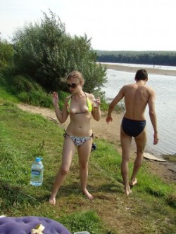 A couple having nude fun