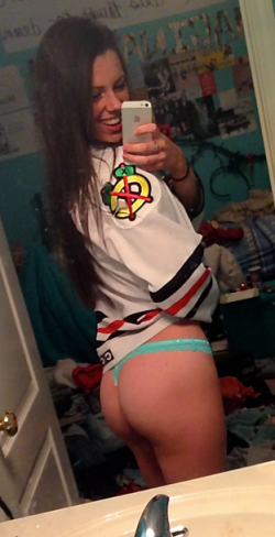 Gets on her knees for hockey players