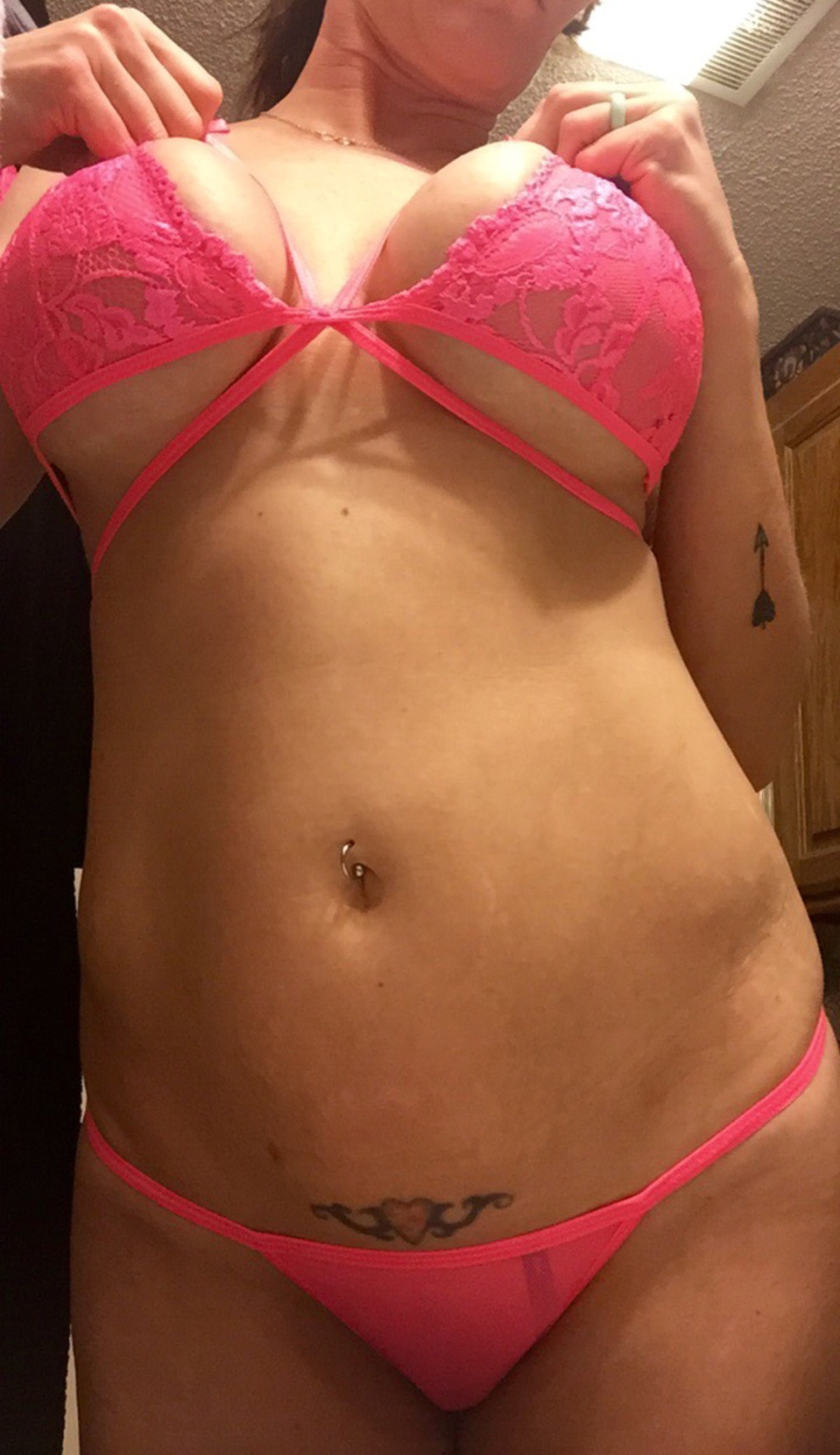 Milf in hot pink lingerie