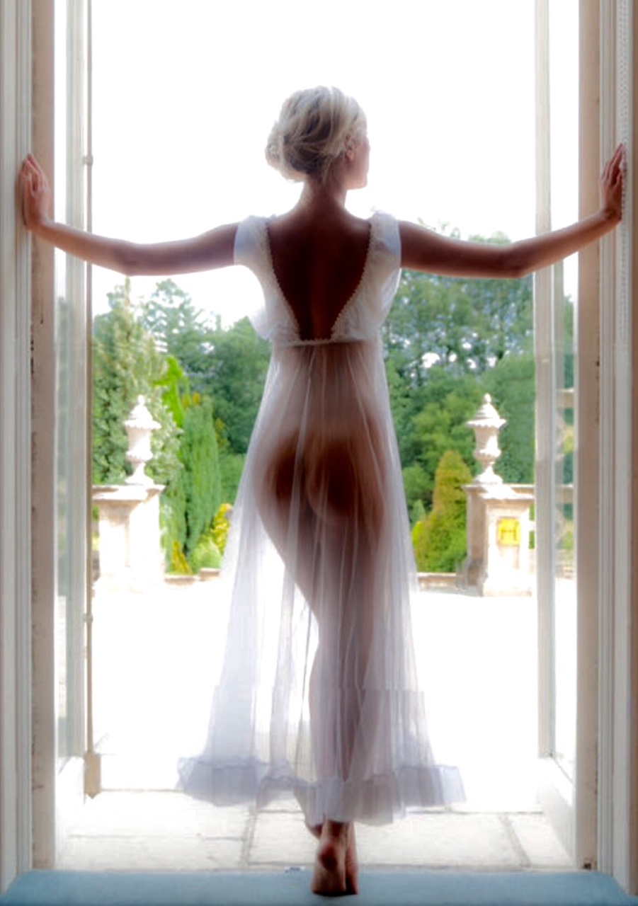 White negligee in a doorway.