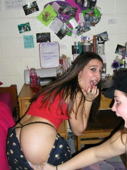 Pantsed in her dorm room.