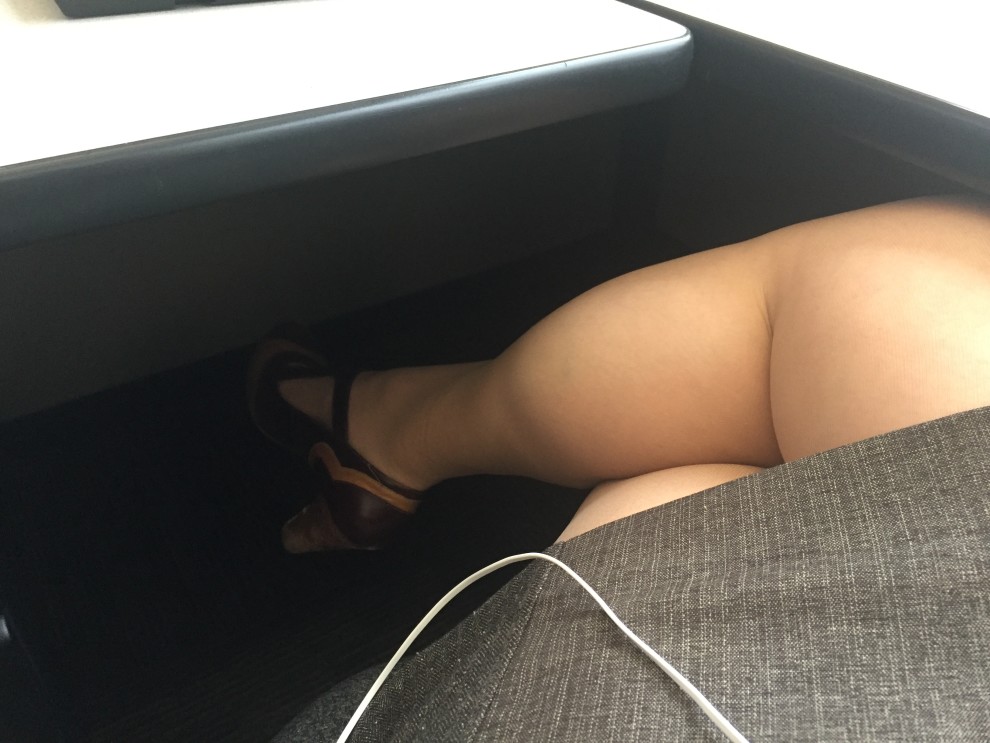 Wife wanted to show off her sexy legs and heels from the office