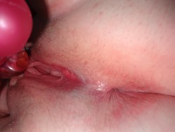 wi(f)e masturbating and having a powerful orgasm...imagine both holes twitching! Would you lick her pussy and asshole? then fuck her?