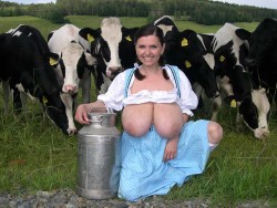 Milena Velba about to do some milking