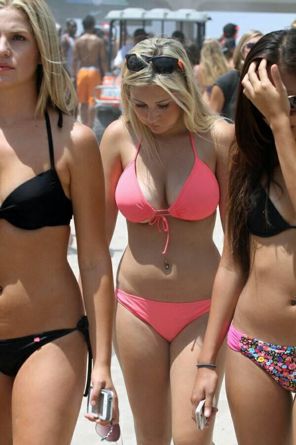 Pink bikini with a hint of underboob