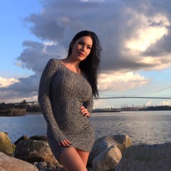 veronika black in a knit dress