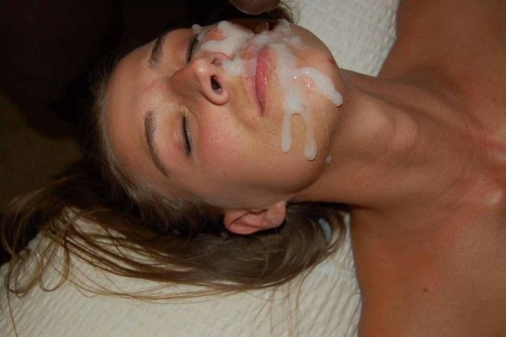 Huge load on her face!