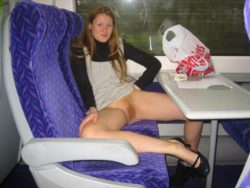 Showing Her Hairy Muff On The Train [IMG]