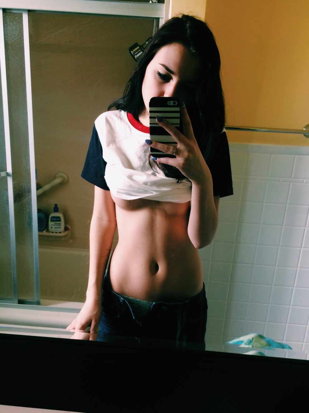 Showing off her abs