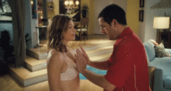 Adam Sandler playing with Jessica Biel's boobs [gif]