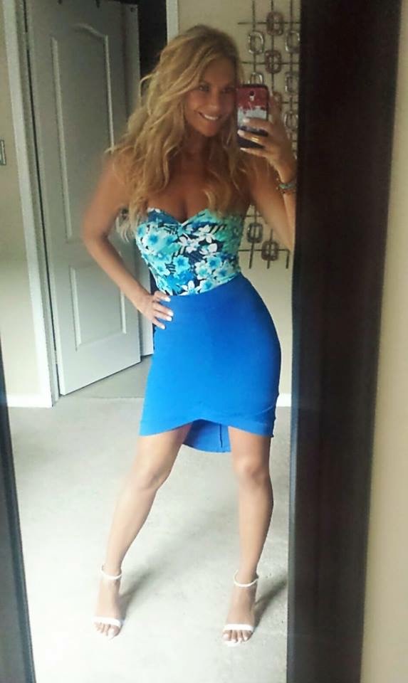 Blue skirted blonde