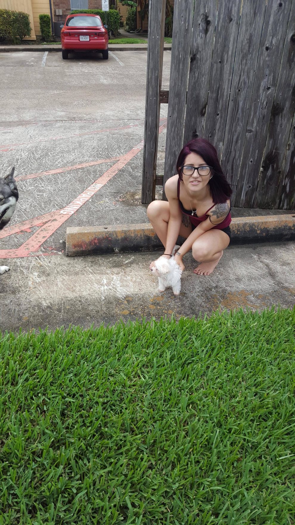 Cute girl with her dog.