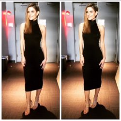 Maria Menounos - Black midi dress