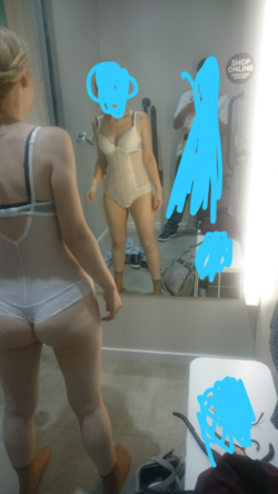 The fiancée trying on some sexy lingerie in the changing rooms. We may have been a bit naughtier after...