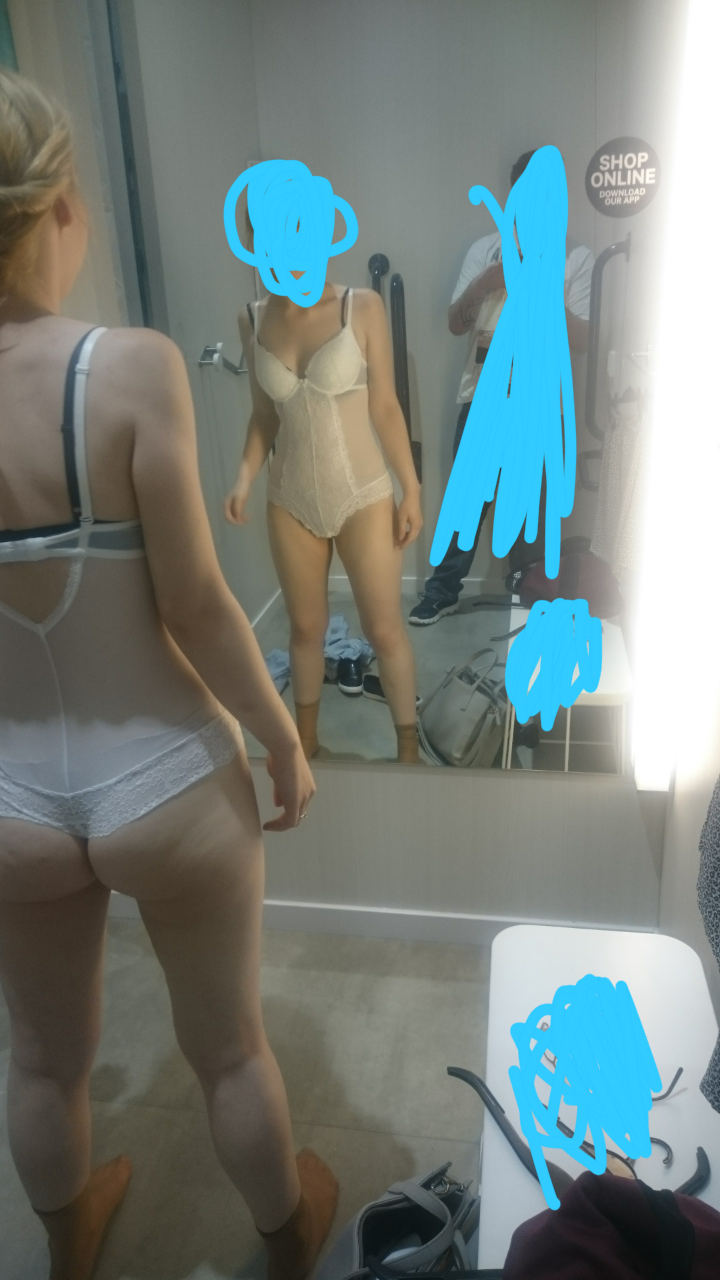 The fiancée trying on some sexy lingerie in the changing rooms. We may have been a bit naughtier after...