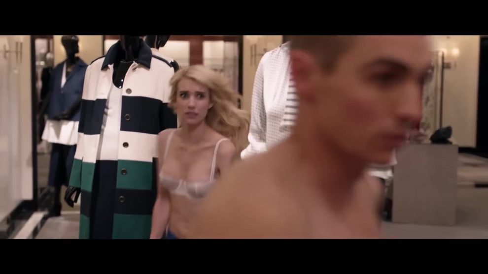 Emma Roberts bouncing around the store in her bra plot in "Nerve"