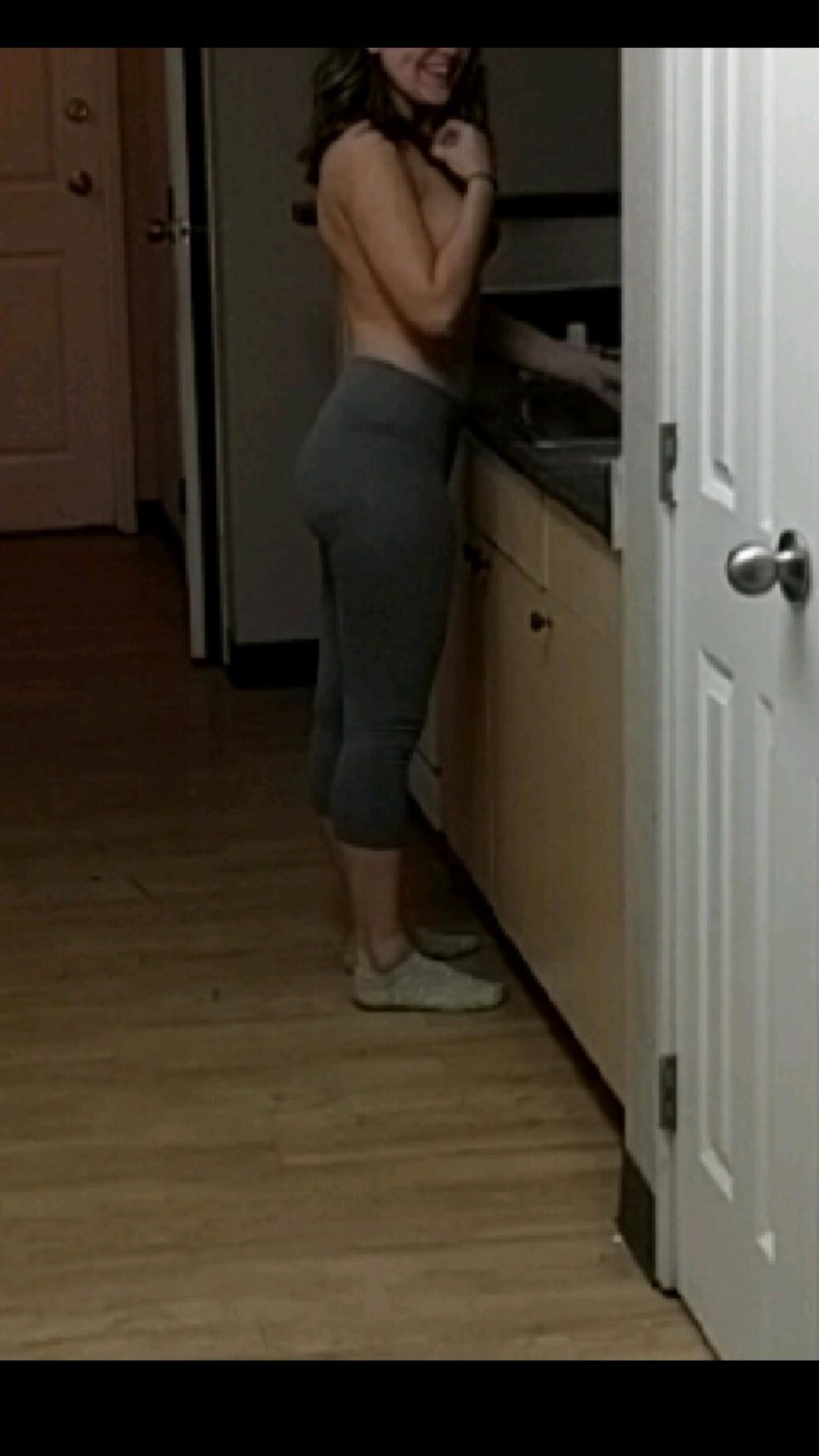 [F]riend dared me to go into dorm kitchen topless :)