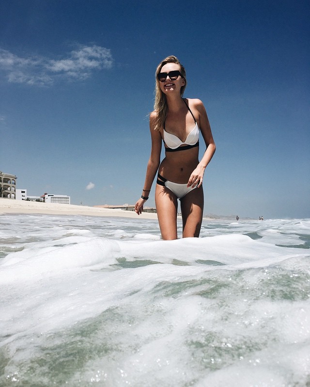 White Girl Enjoying the Waves