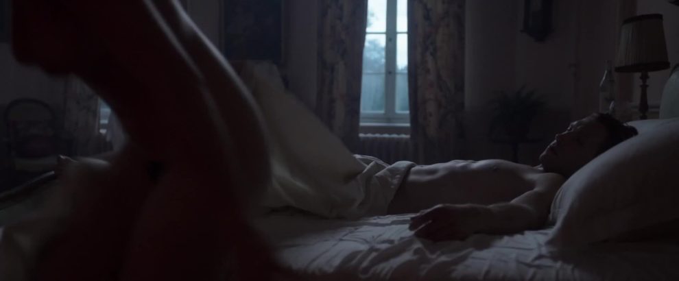 Lily James leaves a bed