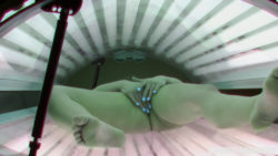 Hidden Cam Younger Lady is Touching her Pussy in Solarium