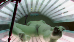 Quick Haired Brunette Woman Spied in Personal Solarium