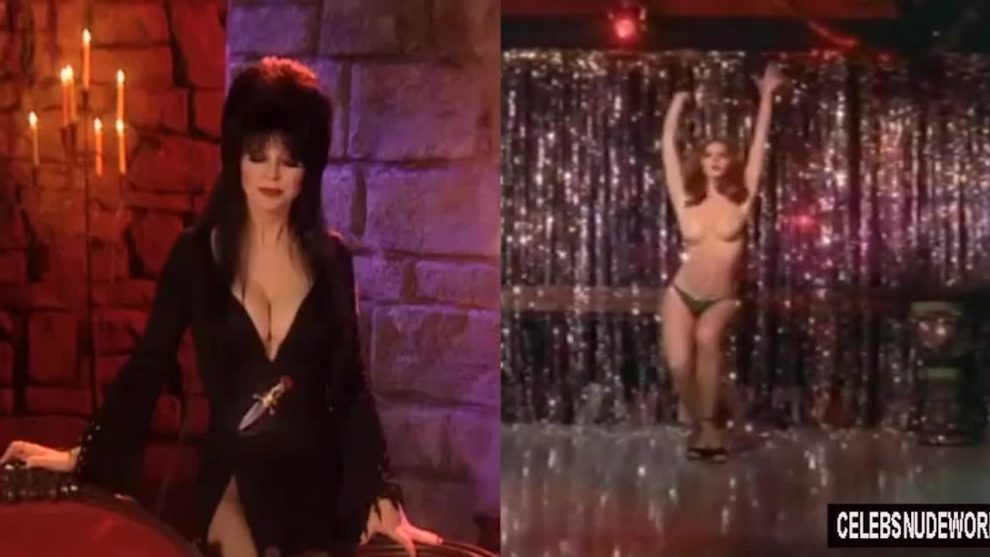 Cassandra Peterson as Elvira and topless in The Working Girls