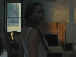 Jennifer Lawrence - Mother! opening scene (seethrough dress)