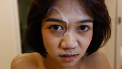 18yo sweet Thai ladyboy gets a face-full of cum from BWC