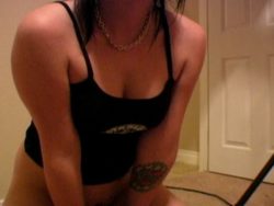 Pierced dark brown exgirlfriend Andi playing with a sex machine