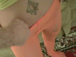 Lovely ex-girlfriend whore in orange stockings Sandi Rose receives cootchie frigged