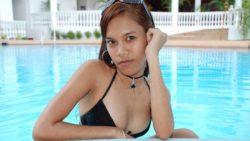 Hot and skinny young Filipina picked up at hotel pool and fucked by visiting tourist