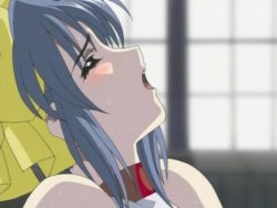 Attractive dark brown anime stunner stroking her vulva on the floor