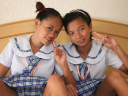 Two naughty Filipina schoolgirls devour pussy and get fucked