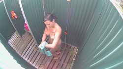 Younger Mom Bare Showering in Public